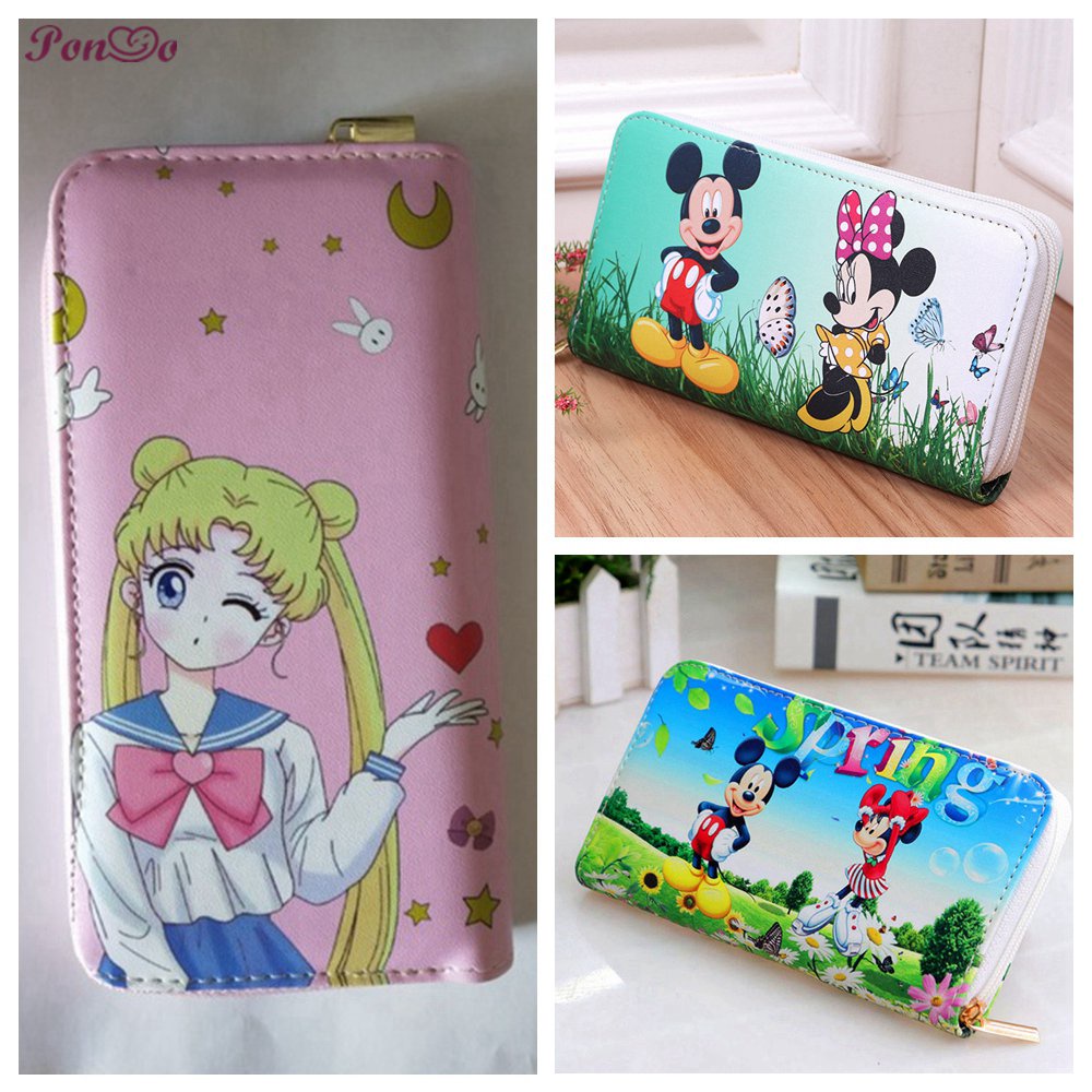 Sailor Moon Ví Dài Cầm Tay Có Khóa Kéo Họa Tiết Hoạt Hình Thủy Thủ Mặt Trăng