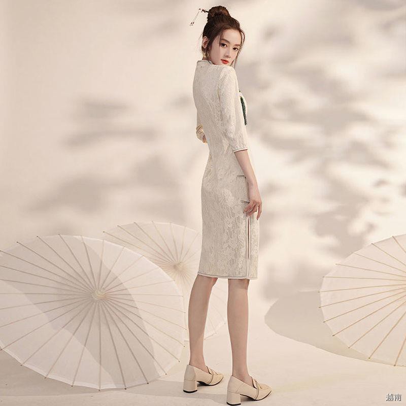 △Trung Hoa Dân Quốc cải tiến sườn xám mùa xuân / hè năm 2021 phong cách mới cũ váy ren cổ điển Thượng Hải cô gái