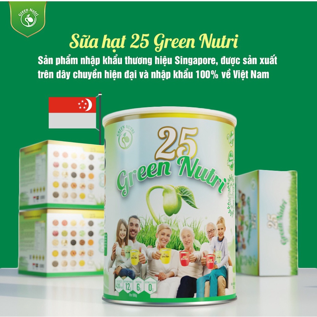 Bột dinh dưỡng ngũ cốc 25 Green Nutri 750gr/ lon - Hàng nhập khẩu 100%