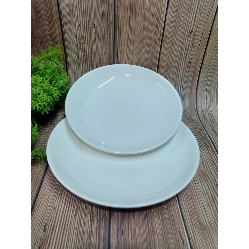 Combo 2 dĩa sứ trắng 23cm - 20cm