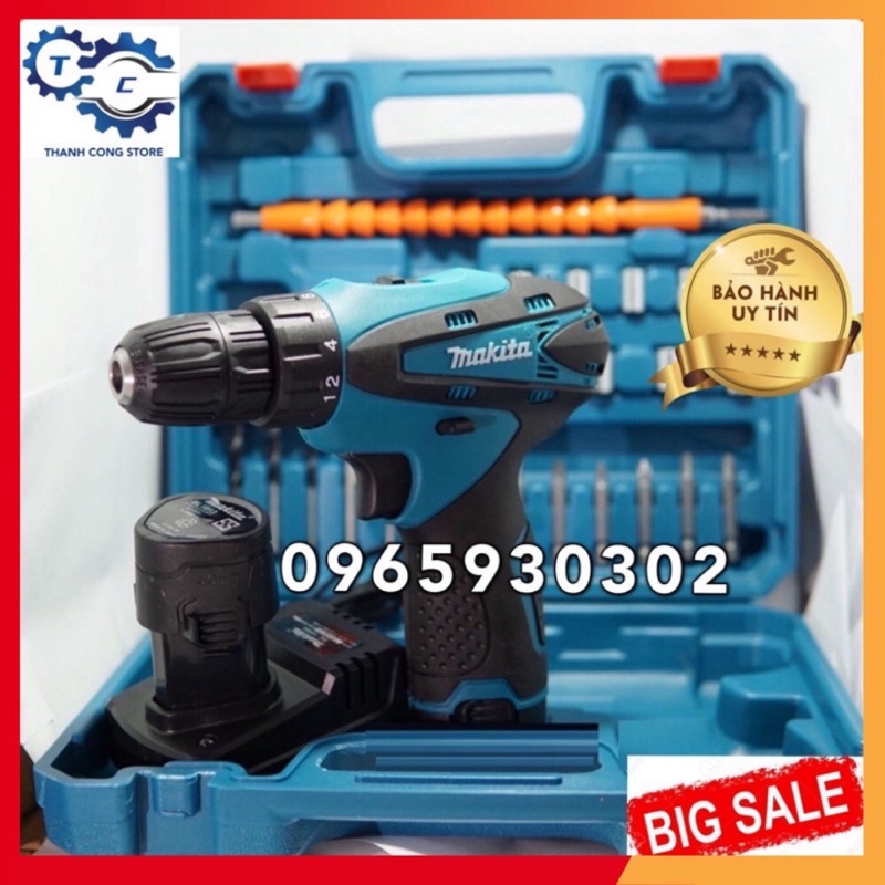máy khoan pin 12v MAKITA _KÈM PHỤ KIỆN _ LÕI ĐỒNG CÓ ĐẢO CHIỀU _KHOAN, BẮT VÍT