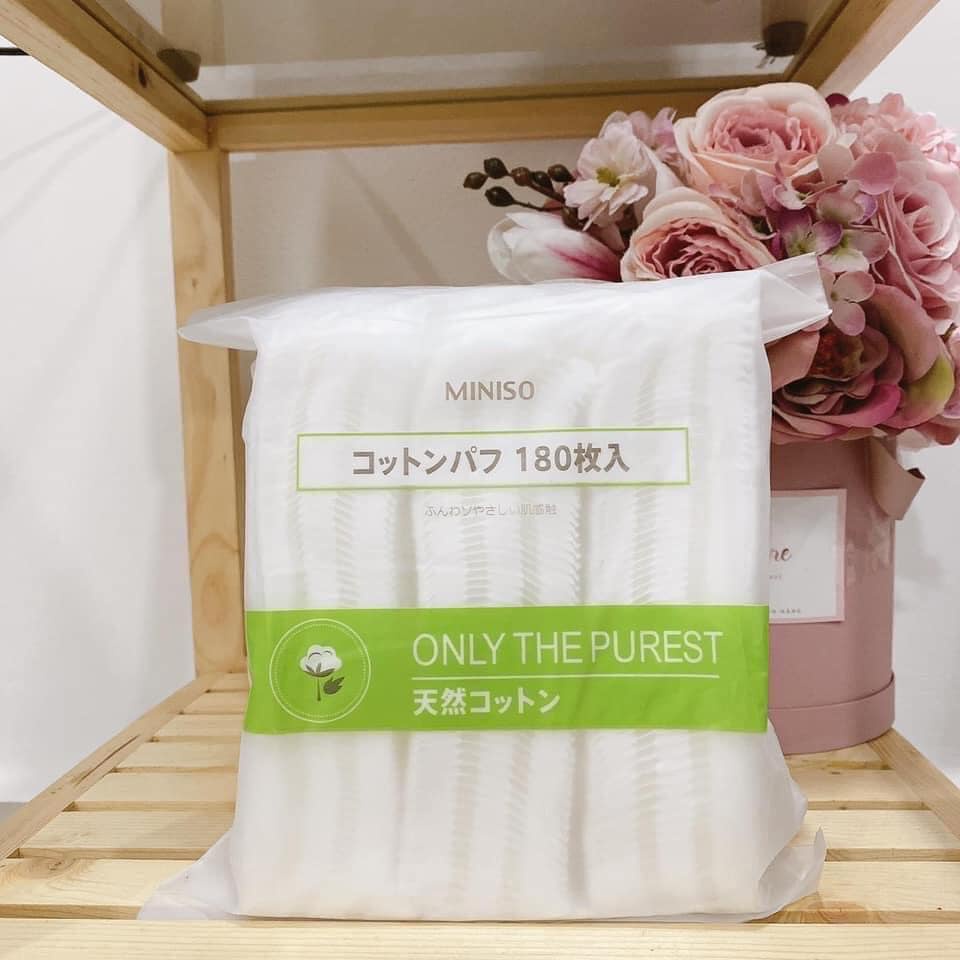 Bông tẩy trang Miniso túi zip 180 miếng - mềm mịn - tiết kiệm HONGMOON98 SHOP