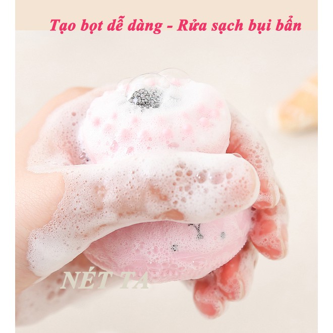 Mút rửa mặt silicone bông rửa mặt bạch tuộc siêu dễ thương, làm sạch sâu, massage da mặt (màu hồng)