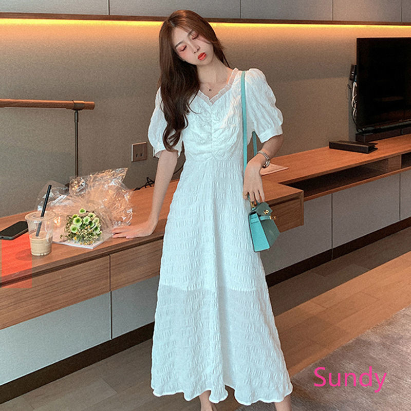 Đầm Chiffon Tay Ngắn Cổ Chữ V Thời Trang Mùa Hè Dành Cho Nữ