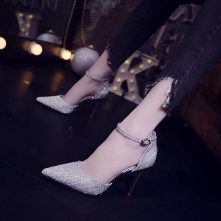 A + + +🔥Siêu Nóng🔥Phiên Bản Hàn Quốc✶Dép Thời Trang✶Giày Cao Gót 9cm Đính Pha Lê Lấp Lánh Thời Trang Mùa Hè Dành Cho Nữ