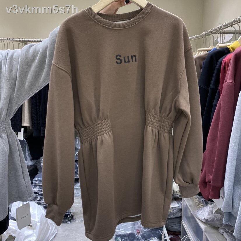 Korean version of the autumn and winter new round neck waist was thinner in long letter casual sweater dress women plus | BigBuy360 - bigbuy360.vn