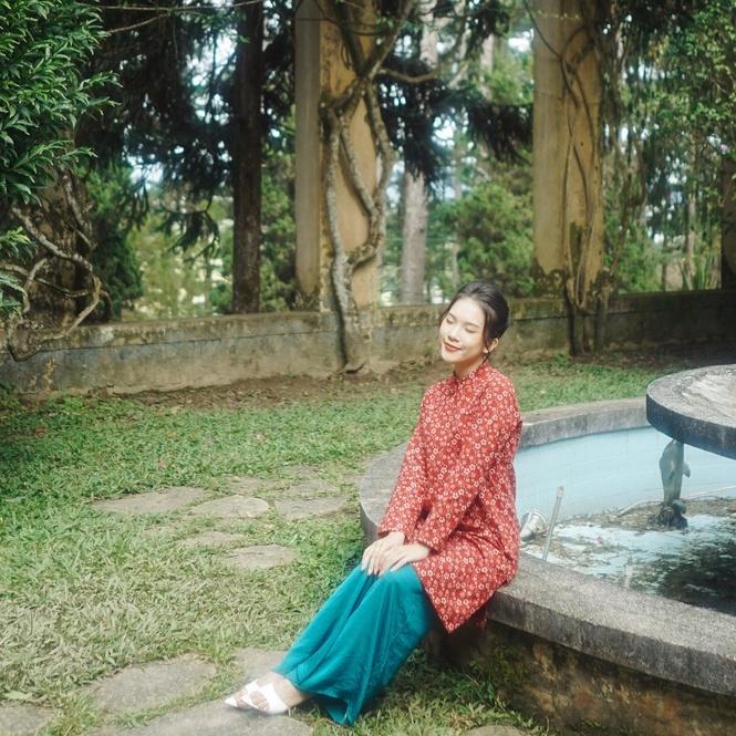 Áo Dài Cà Bông - Họa Tiết Hoa Nhí - Vải B6 - Form Suông Rộng by Mộc AD222