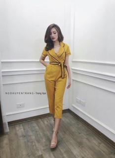 Jumpsuit cổ vest viền 