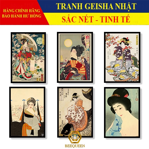 20 Mẫu Tranh Geisha Trang Trí Nhà Hàng, Tiệm Xăm Tattoo Phong Cách Nhật Bản Xưa