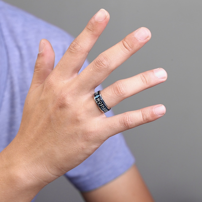 Nhẫn Bùa Hộ Mệnh Bằng Thép Không Gỉ Phong Cách Hip Hop Thời Trang Cho Nam Giới