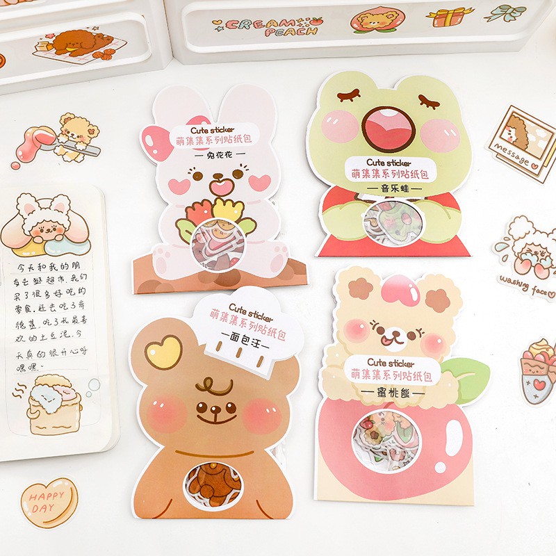 Set 40 Nhãn Dán Hình Nhân Vật Dễ Thương Dùng Trang Trí