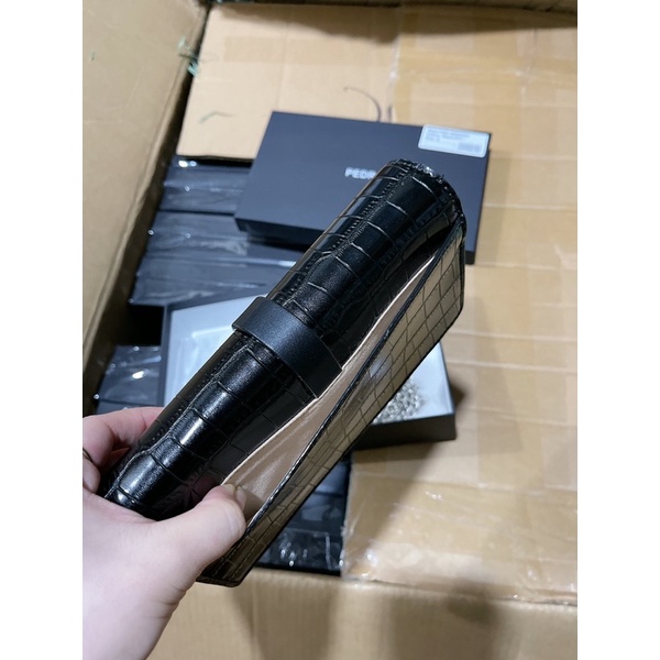 Túi pê rô vân rắn khoá tròn kèm hộp size 20 - 0009#