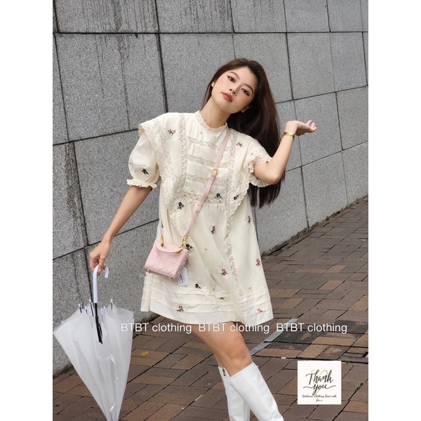 Váy Thô Hoa Nhí Viền Ren Dáng Ngắn MIN • Melanie Boutique
