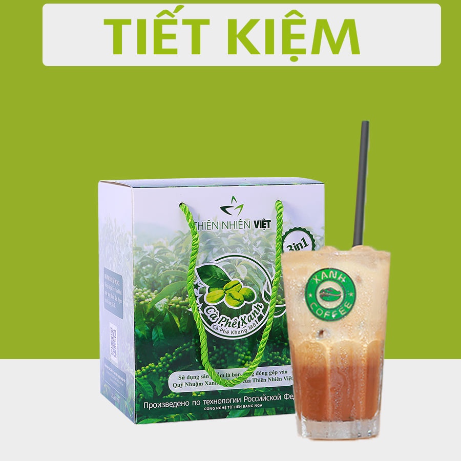Cà phê xanh giảm cân Thiên Nhiên Việt Chính hãng kháng mỡ giảm cân tự nhiên tại nhà + Tặng 8 gói ca cao đỏ