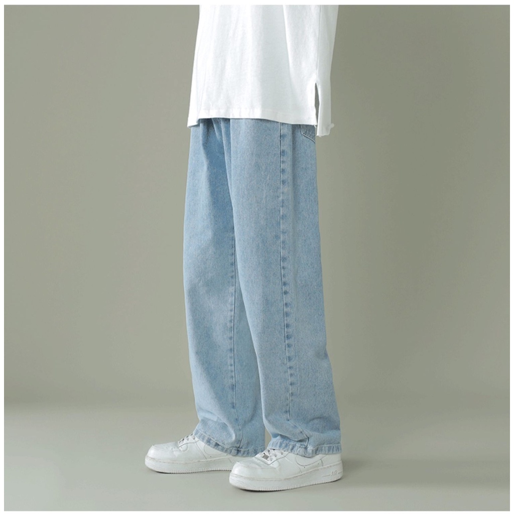 S1 Quần jean Baggy nam, nữ ống suông, rộng- quan bò trơn phom rông | BigBuy360 - bigbuy360.vn