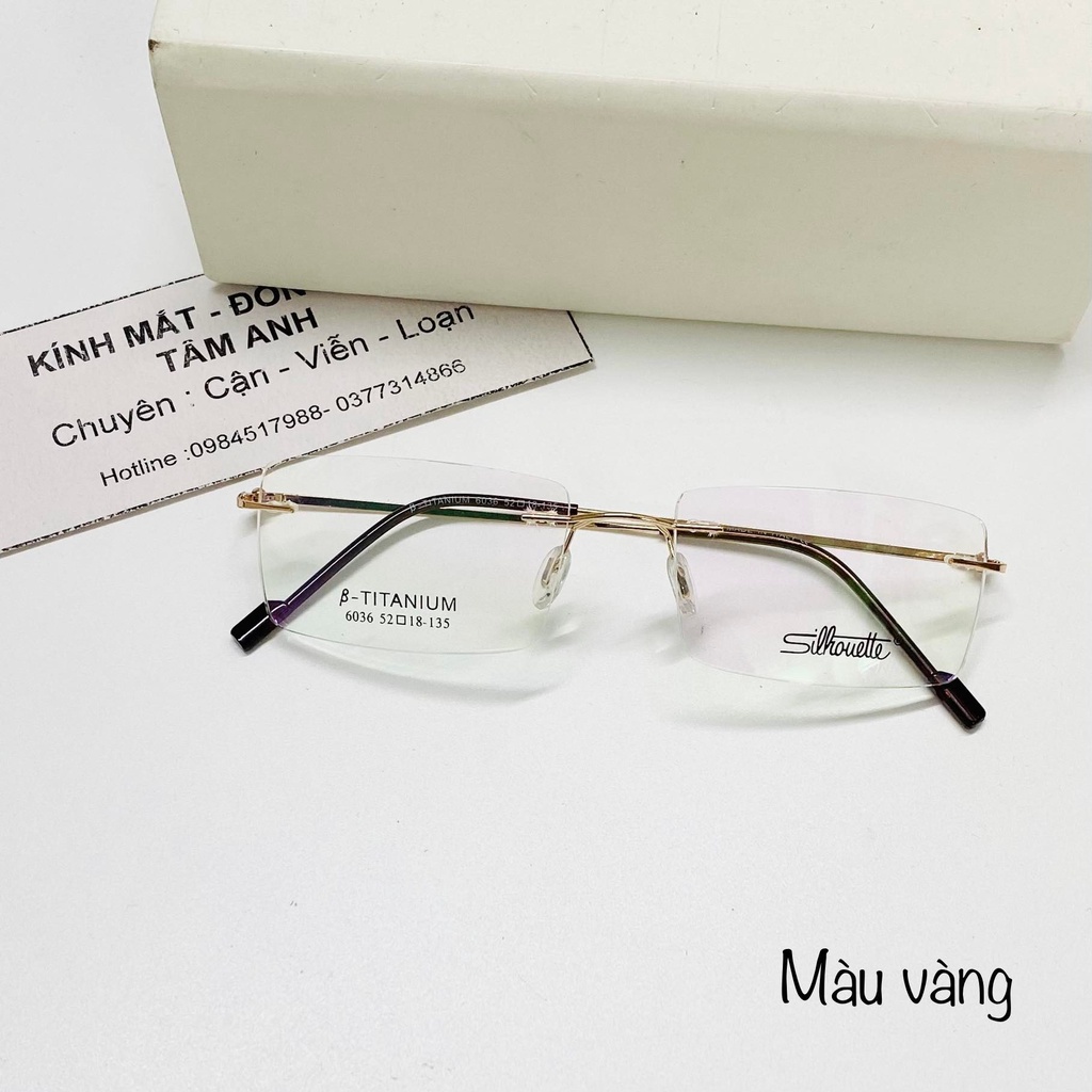 Gọng kính khoan nam , nữ titanium mảnh, nhẹ, thời trang