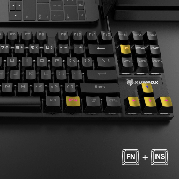 Bàn Phím Cơ Hyun Silver Fox K80 Bản Nâng Cấp, Bàn Phím Máy Tính Có Dây 87 Phím Nhỏ Gọn 9 Chế Độ Led Dành Cho Máy Tính