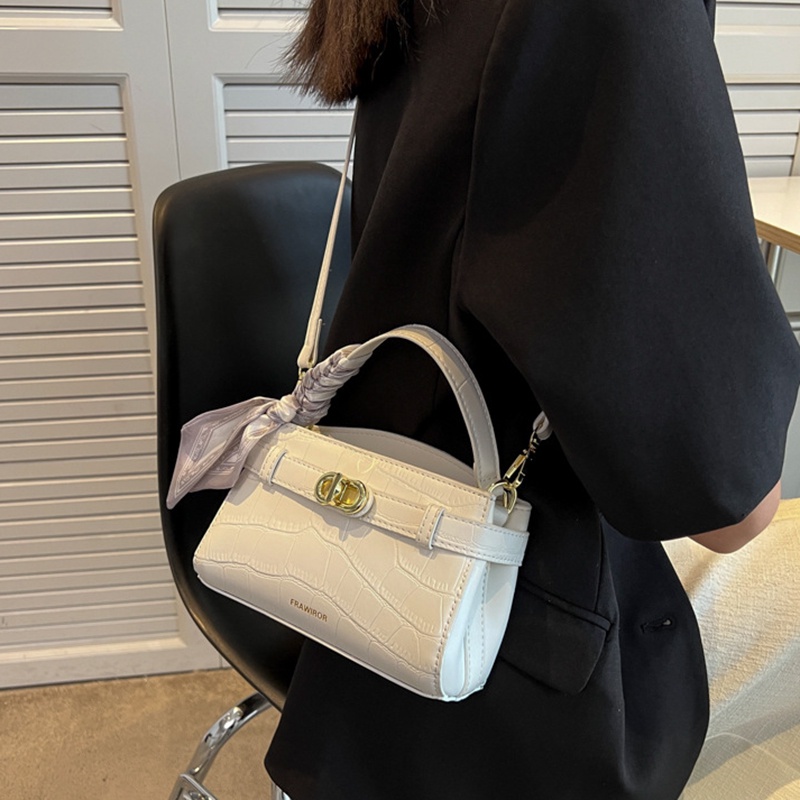 IELGY Túi đeo vai IELGY phối với khăn lụa và họa tiết vân đá thời trang Hàn Quốc cho nữ