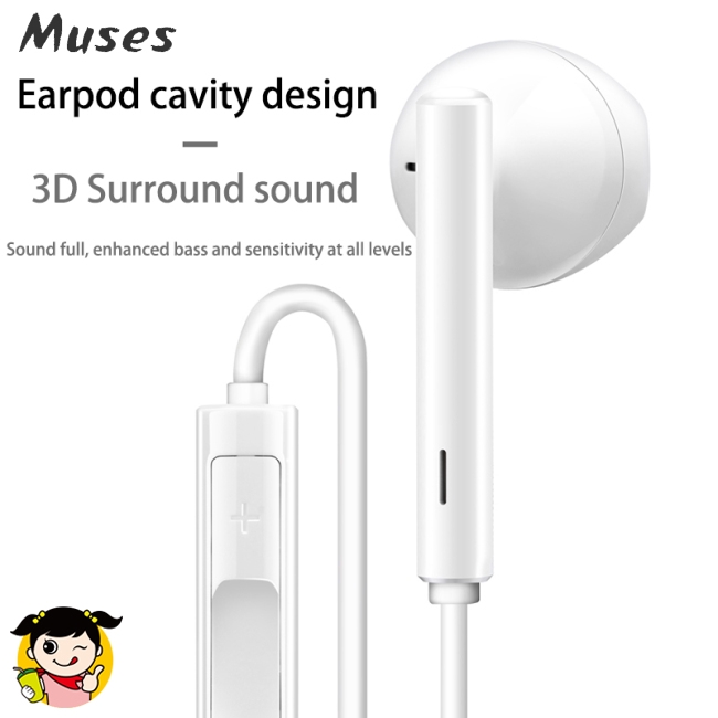 Muse07 Dây tai nghe cổng Type C với micro và nút chỉnh âm thanh tiện dụng cho Huawei P20 Pro Mate 10