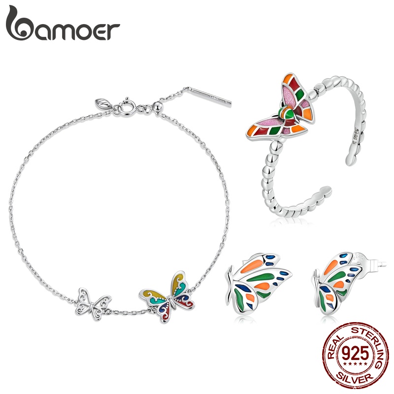 BAMOER Bông Tai bạc 925 Hình Bướm Cho Nữ ZHS250