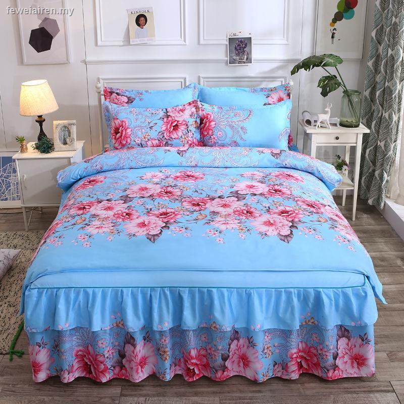 Bộ Vỏ Chăn Ga Gối Đệm Bốn Món Bằng Cotton Nguyên Chất Dày Dặn Chống Trượt Cho Giường Cưới