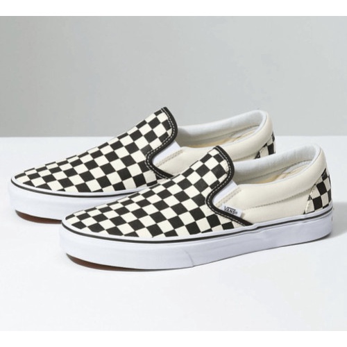 Giày Lười Slipon Nam Nữ - Giày Vans Caro Vải Đen Trắng Lót Da | BigBuy360 - bigbuy360.vn