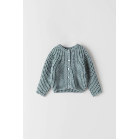 Áo len cardigan bé gái dư xịn màu xanh xám (12/18M-4/5Y)