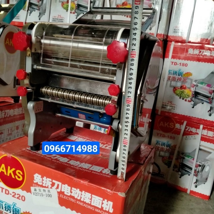 Máy Cán Bột Cắt Sợi Làm Mì Tươi Chạy Điện AKS 200 Inox Toàn Bộ Trục Cán 20cm Lô Cắt Sợi Tròn,Sợi Dẹt Bảo Hành 12 Tháng