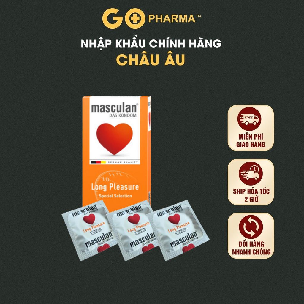 Bao cao su Masculan Long Pleasure nhập khẩu Đức kéo dài thời gian quan hệ - Hộp 10 bao - GO Pharma