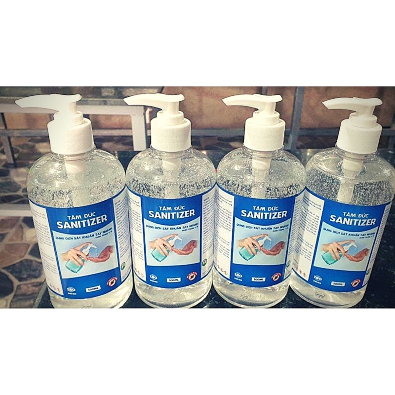 Nước rửa tay khô diệt khuẩn Tâm Đức Sanitizer dạng gel chiết xuất tinh dầu quế chai 250ml