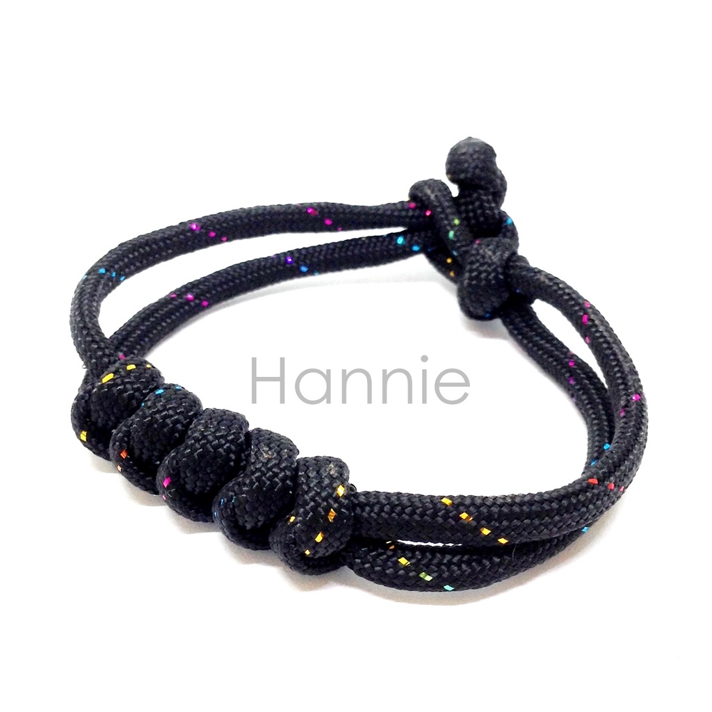 Vòng tay paracord đen kim tuyến - Vòng sinh tồn dây dù 550 7 lõi đeo tay nam nữ handmade