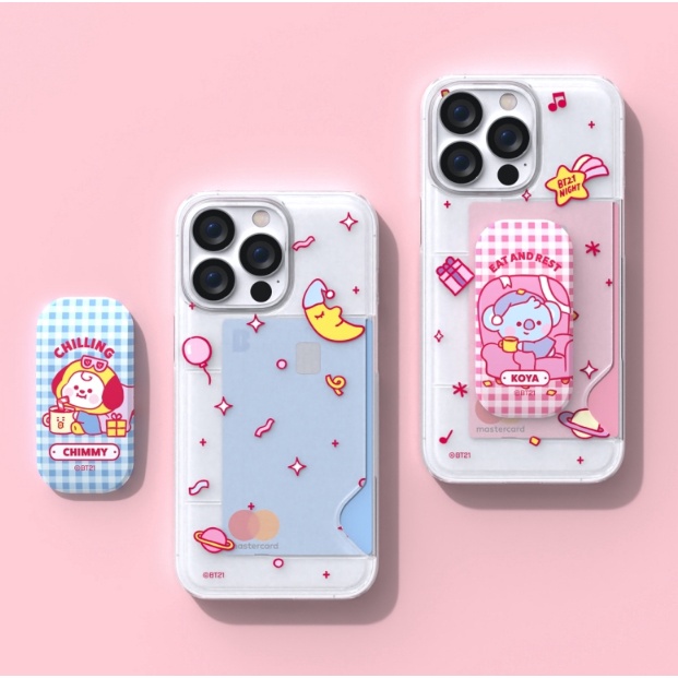 Ốp điện thoại trong suốt kèm ngăn đựng thẻ 13 BT21 cho IPhone13 13PRO MAX 13MINI IPhone12 12PRO IPhone11 iPhone X/S