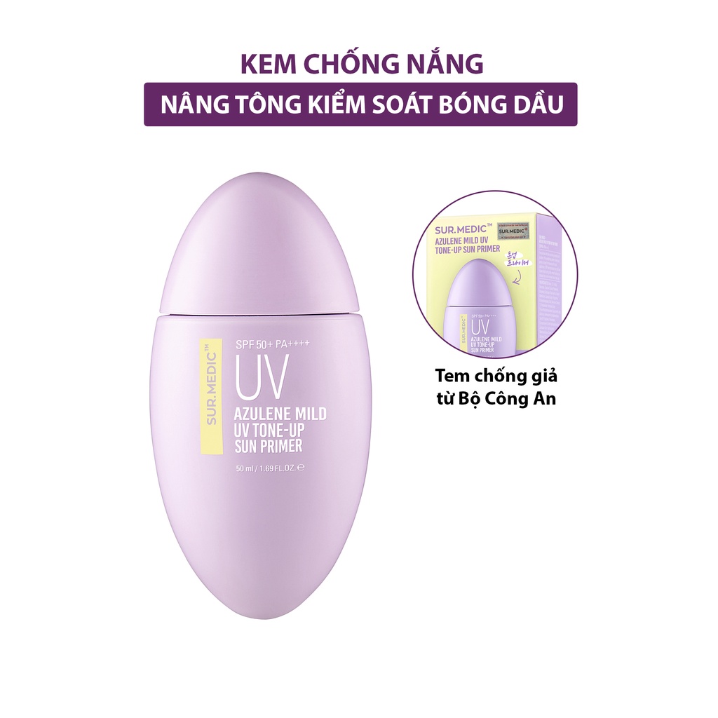 Kem chống nắng nâng tông da cấp ẩm chống lão hóa Sur Medic Azulene Mild 5.5 UV