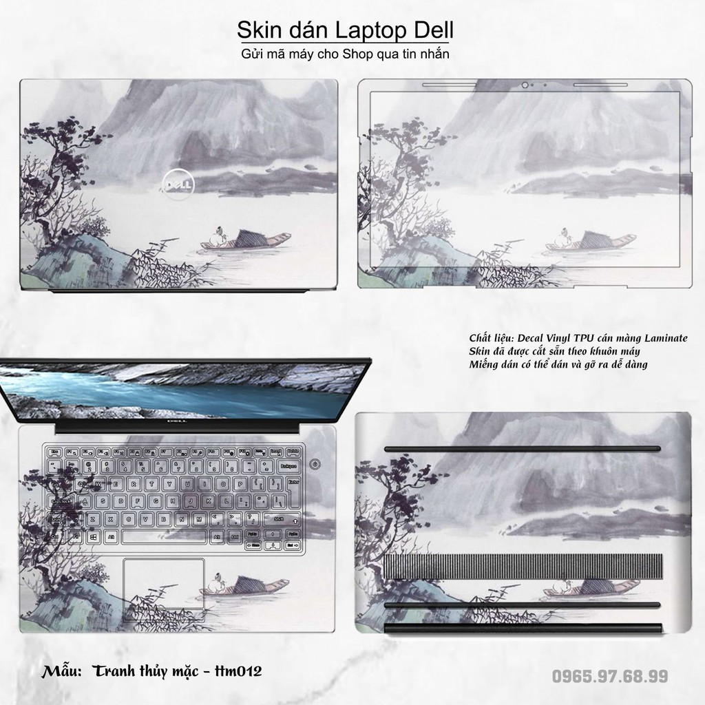 Skin dán Laptop Dell in hình Tranh thủy mặc (inbox mã máy cho Shop)