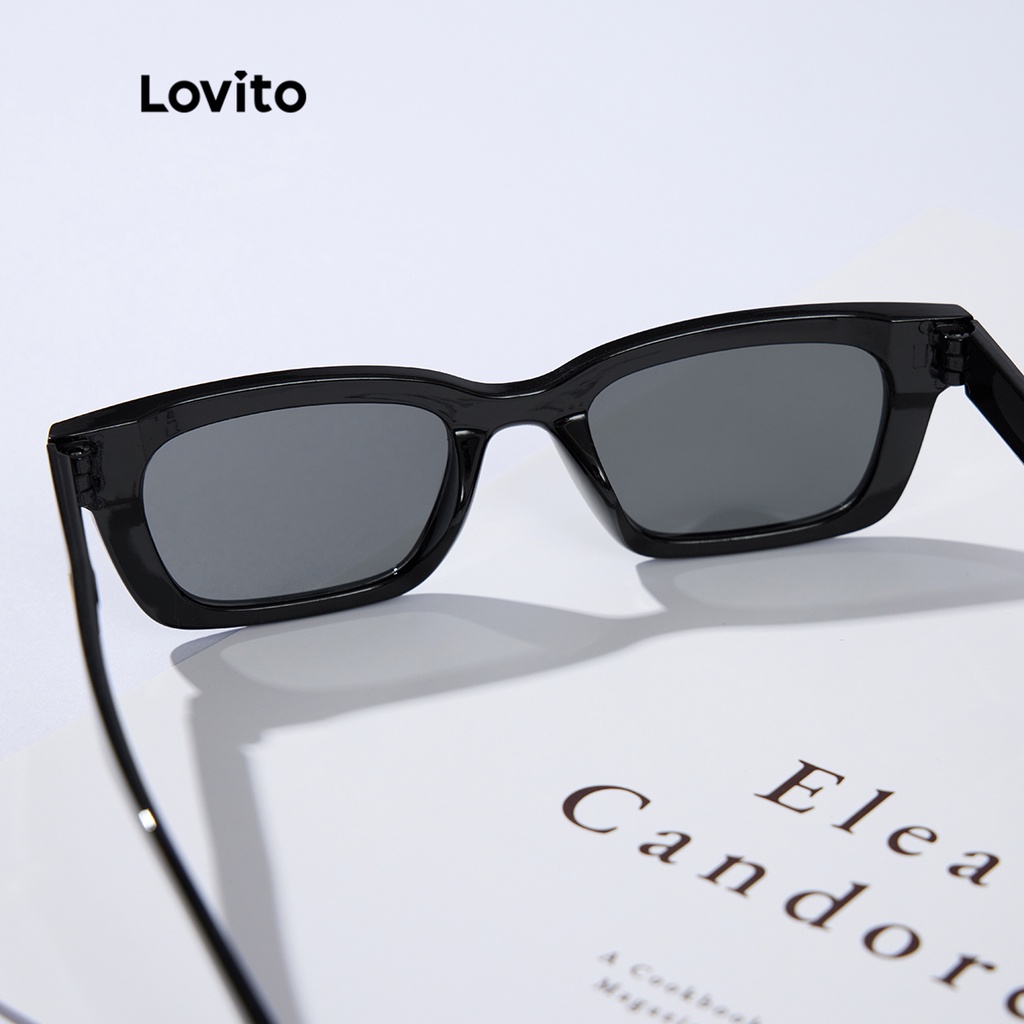 Lovito Kính râm Colorblock All-Match thông thường với Hộp kính L34AD052 (Màu nâu)