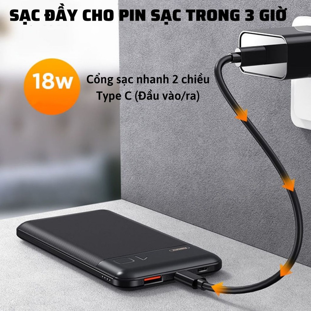 Sạc dự phòng 10000mah pin sạc nhanh PD 18w chính hãng REMAX RPP-151 cao cấp