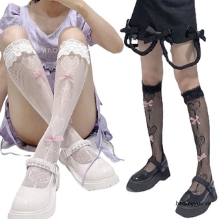 Vớ dài tới đầu gối họa tiết kẹo mút thắt nơ phong cách gothic punk dễ thương dành cho bạn nữ