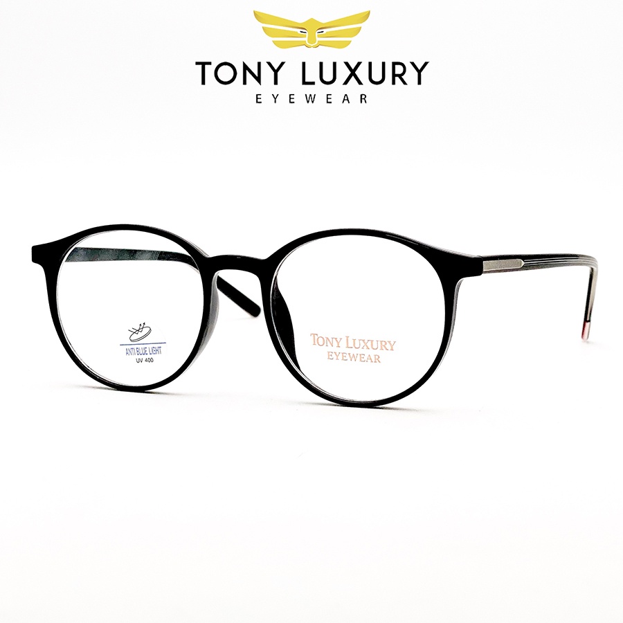 Gọng kính cận nam nữ Tony Luxury Eyewear chính hãng mắt tròn bầu gọng nhựa dẻo 8243 - Nhận Cắt Tròng Cận Viễn Loạn