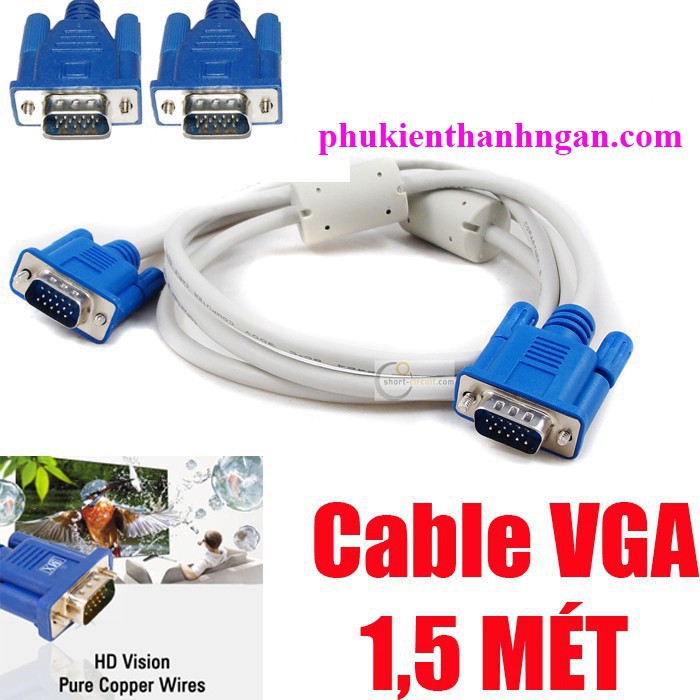 Dây VGA 1.5m Loại Đẹp đi ngoài trời chống nhiệt chống nước hiệu quả Dây kết nối màn hình máy tính và pc