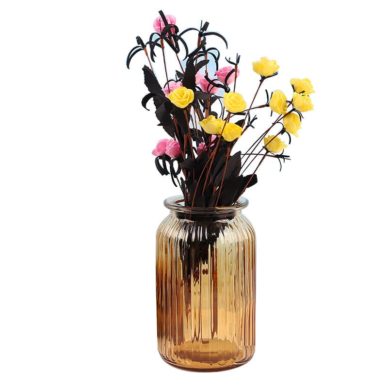 Lọ hoa thủy tinh màu hổ phách  - bình hoa phong cách vintage