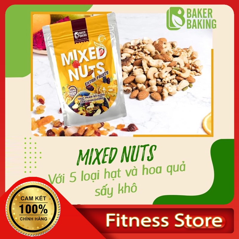 Hạt Dinh Dưỡng Mixed Nuts Baker Baking - Healthy, Eat Clean, Keto, Giảm Béo, Giảm Mỡ, Thay thế ăn Vặt, Ăn phụ, Lành mạnh