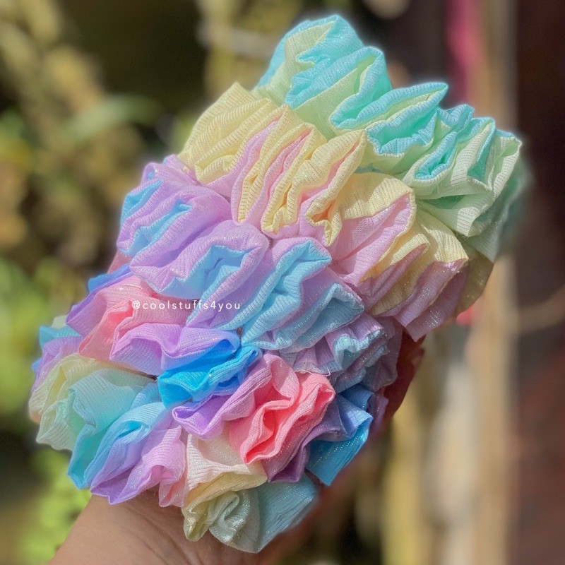 Đồ buộc tóc scrunchies tone màu cầu vồng siêu hot