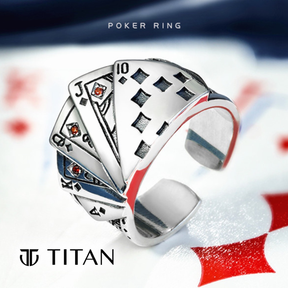 Nhẫn nam nữ Thần Bài, nhẫn họa tiết unisex freesize Titan Shop, ring bộ bài sảnh tiến JQKA màu bạc thời trang không gỉ
