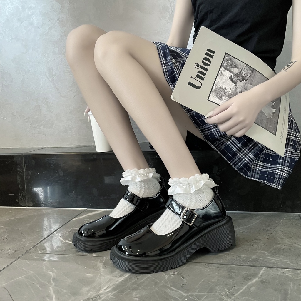Giày Ulzzang Nữ Lolita Dây Cài 5cm Phong Cách Hàn Quốc