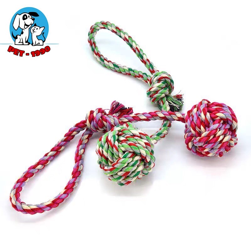 Đồ Chơi Thú Cưng Bóng Cuộn Thừng Tập Cắn Có Dây Kéo