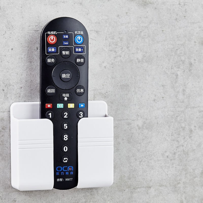 Kệ dán tường để remote, đựng điều khiển đồ dùng đa năng/ giá đỡ sạc điện thoại có lỗ luồn dây điện treo tường