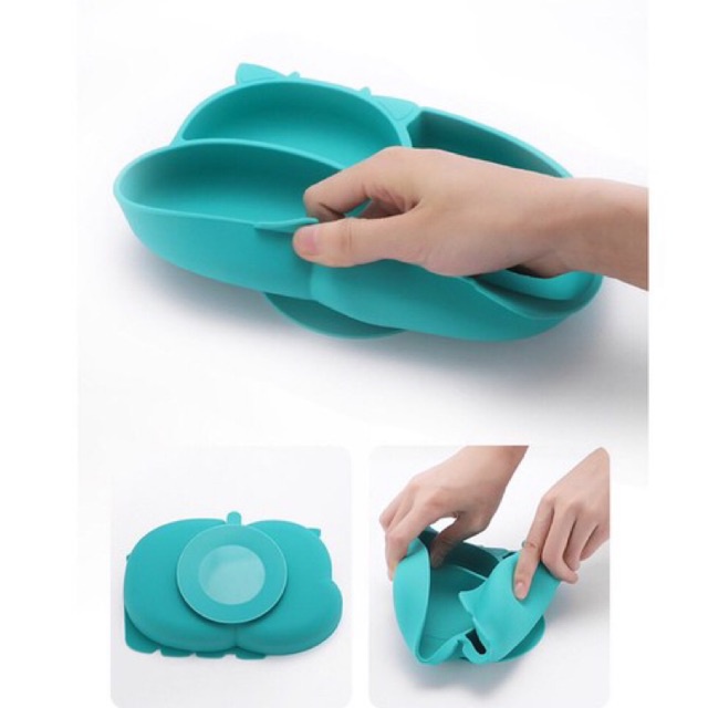 Khay ăn dặm silicon, đế hút bàn chống đổ