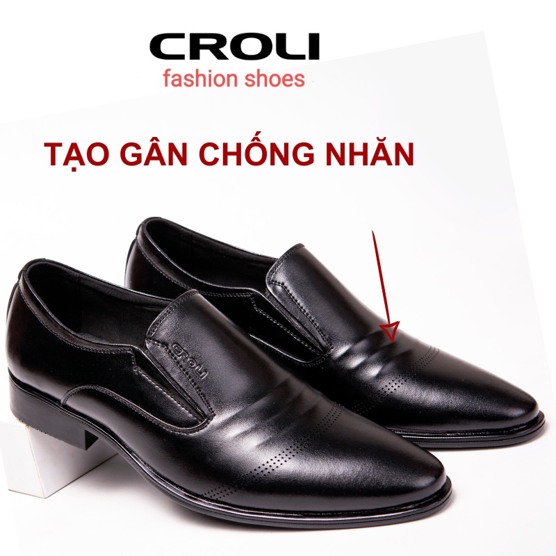 Giày Tây Nam CROLI.Giày lười da nam,dáng công sở thời trang trẻ trung,lịch lãm