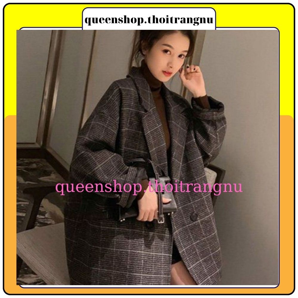 Áo blazer nữ 2 lớp , áo vest kẻ khoác ngoài dài tay phong cách hàn quốc Queenshop