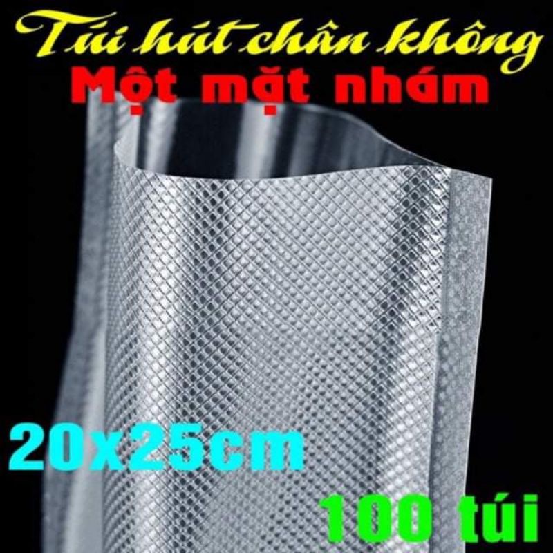 (Siêu rẻ) Túi hút chân không 1 mặt nhám 1 mặt trơn size 20×25cm hàng chất lượng tốt sét 100 túi